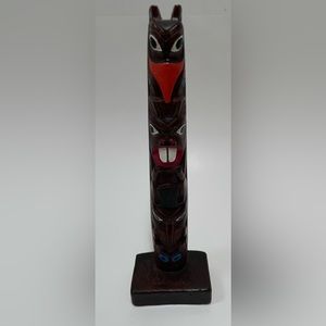 Vintage Alaska Hand Carved Wood Totem - 9”